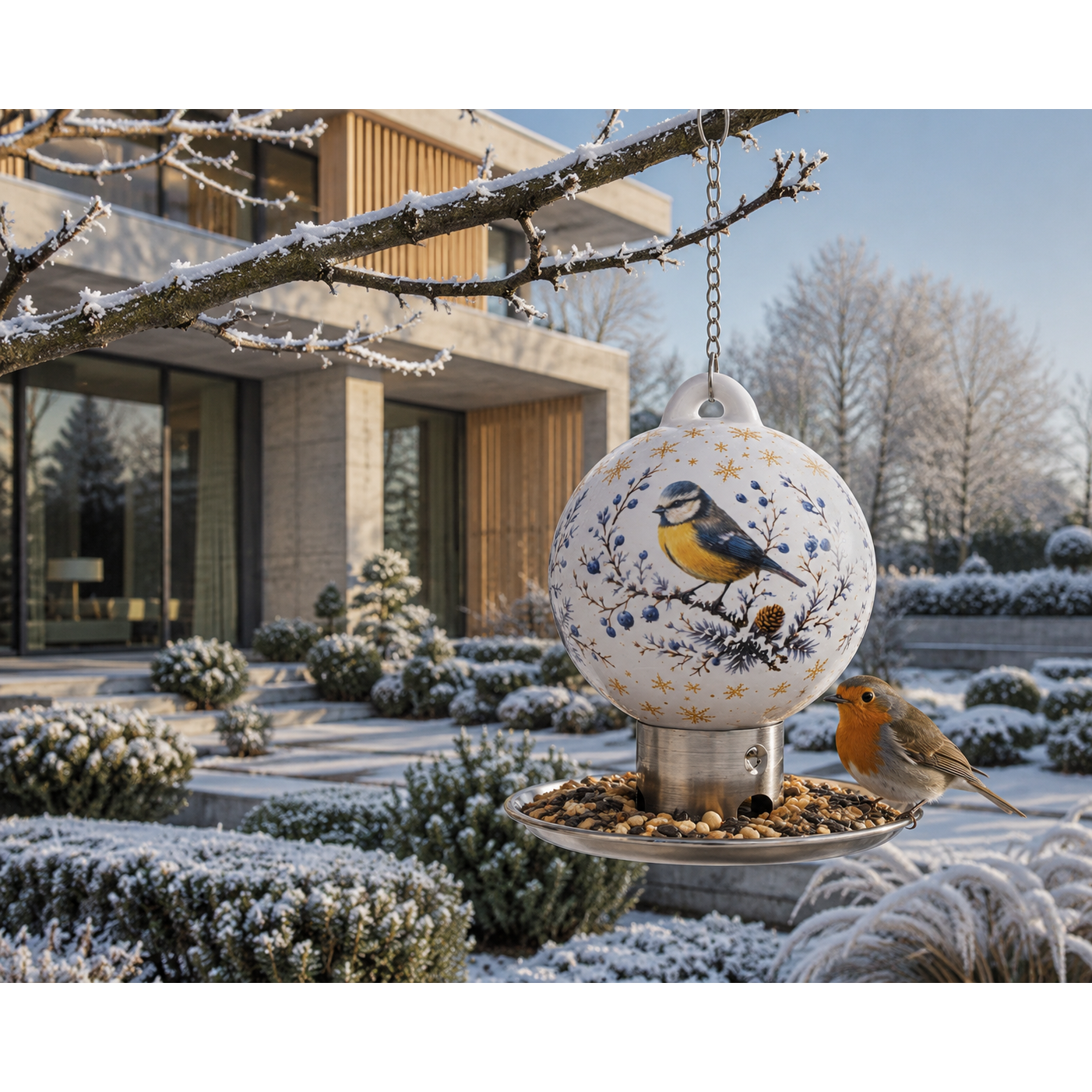 Premium-Porzellan-Vogelfutterspender Gartenseele