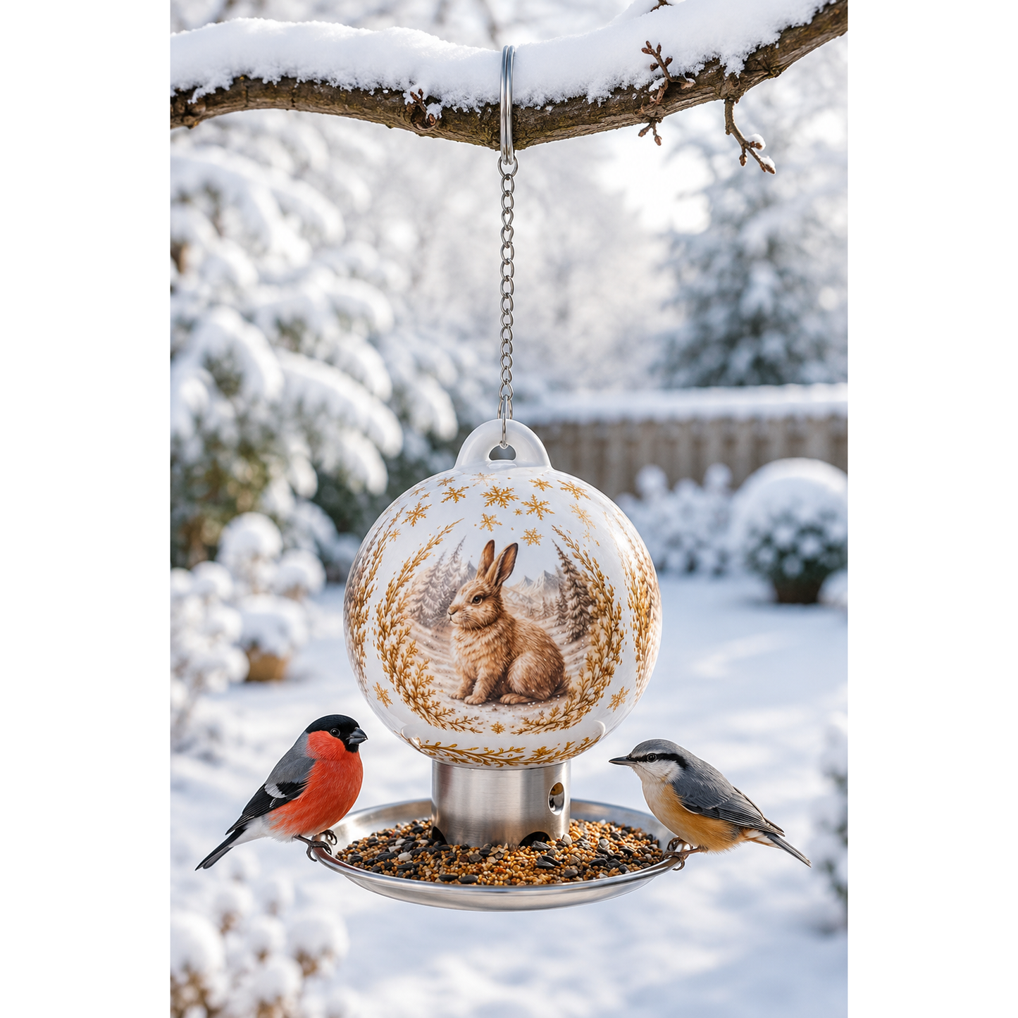 Premium-Porzellan-Vogelfutterspender Schneeglück