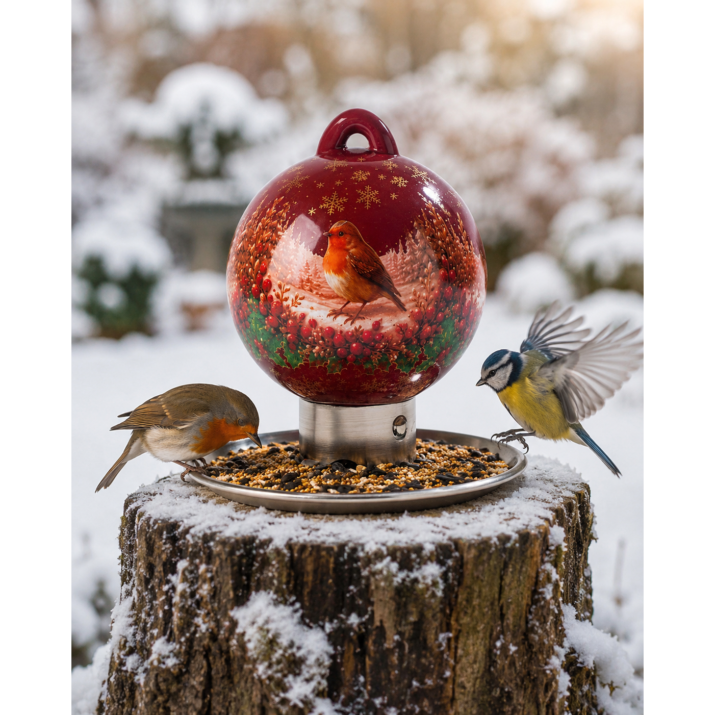 Premium-Porzellan-Vogelfutterspender Winterglanz