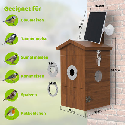 Vogel Nistkasten mit Kamera - Übersicht, für welche Vögel der Nistkasten geeignet ist