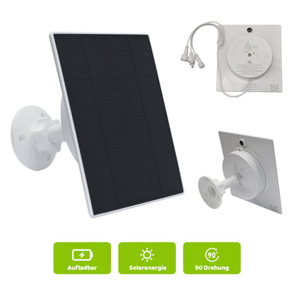 Solarpanel mit Wandhalterung und Anschlusskabel für Vogelhaus-Kamera, aufladbar und 90° drehbar